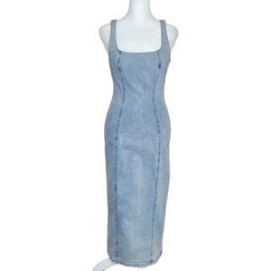 Riley & James Denim Jean Maxi Tank Dress Junior's Small Light Blue Bodycon Y2K